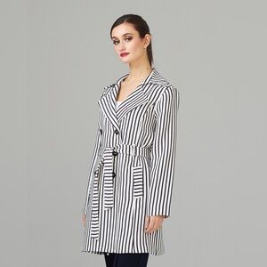 Joseph Ribkoff Striped Double-breasted Coat Black And White Striped Coat